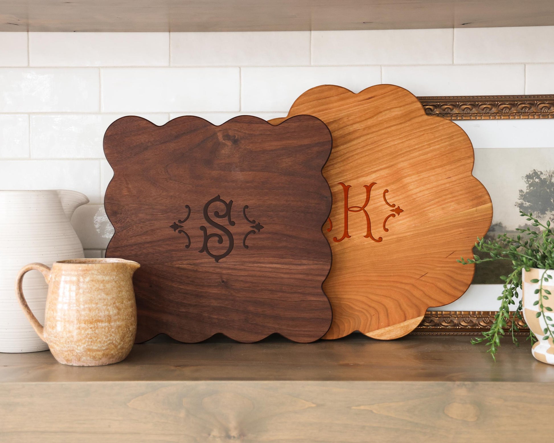 Scallop Monogram Cutting Board | Personalized Cutting Board | Personalized Charcuterie Board | Personalized Gift | Custom Gift Idea Wedding