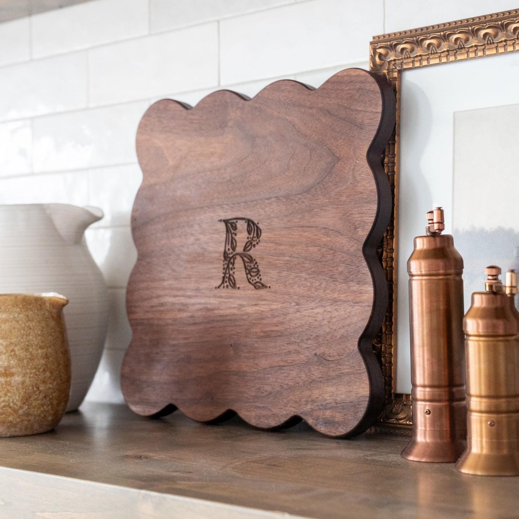 Scallop Monogram Cutting Board | Personalized Cutting Board | Personalized Charcuterie Board | Personalized Gift | Custom Gift Idea Wedding