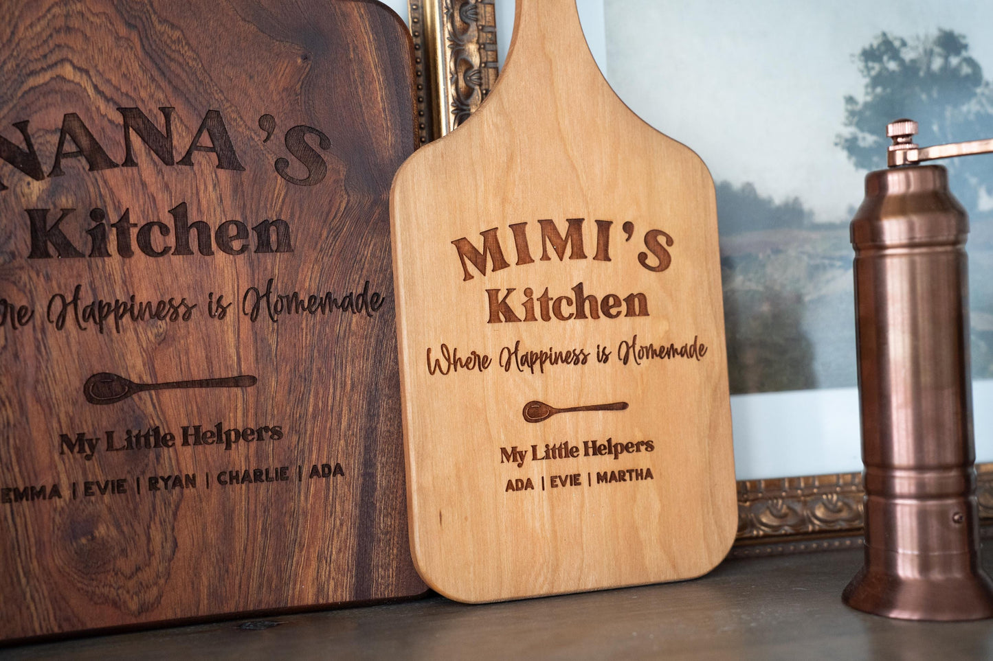 Grandma's Kitchen Cutting board Personalized Mother's day Gift for Grandma for Nana Sentimental gift from Grandkids Happiness is homemade