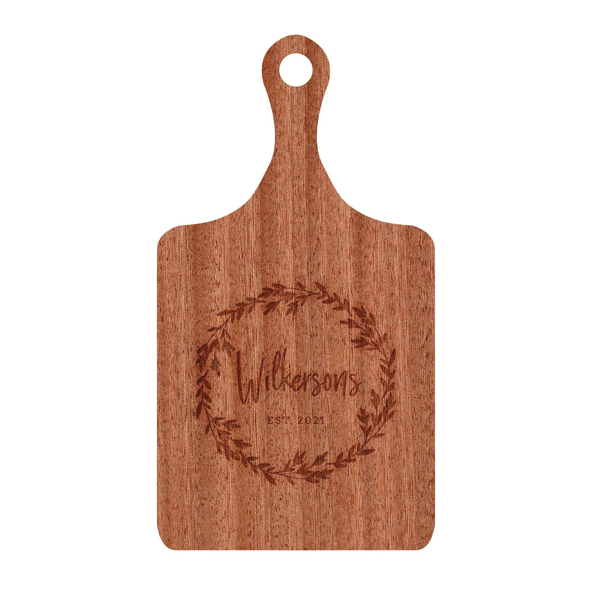 Leaf Wreath Family Name Cutting Board