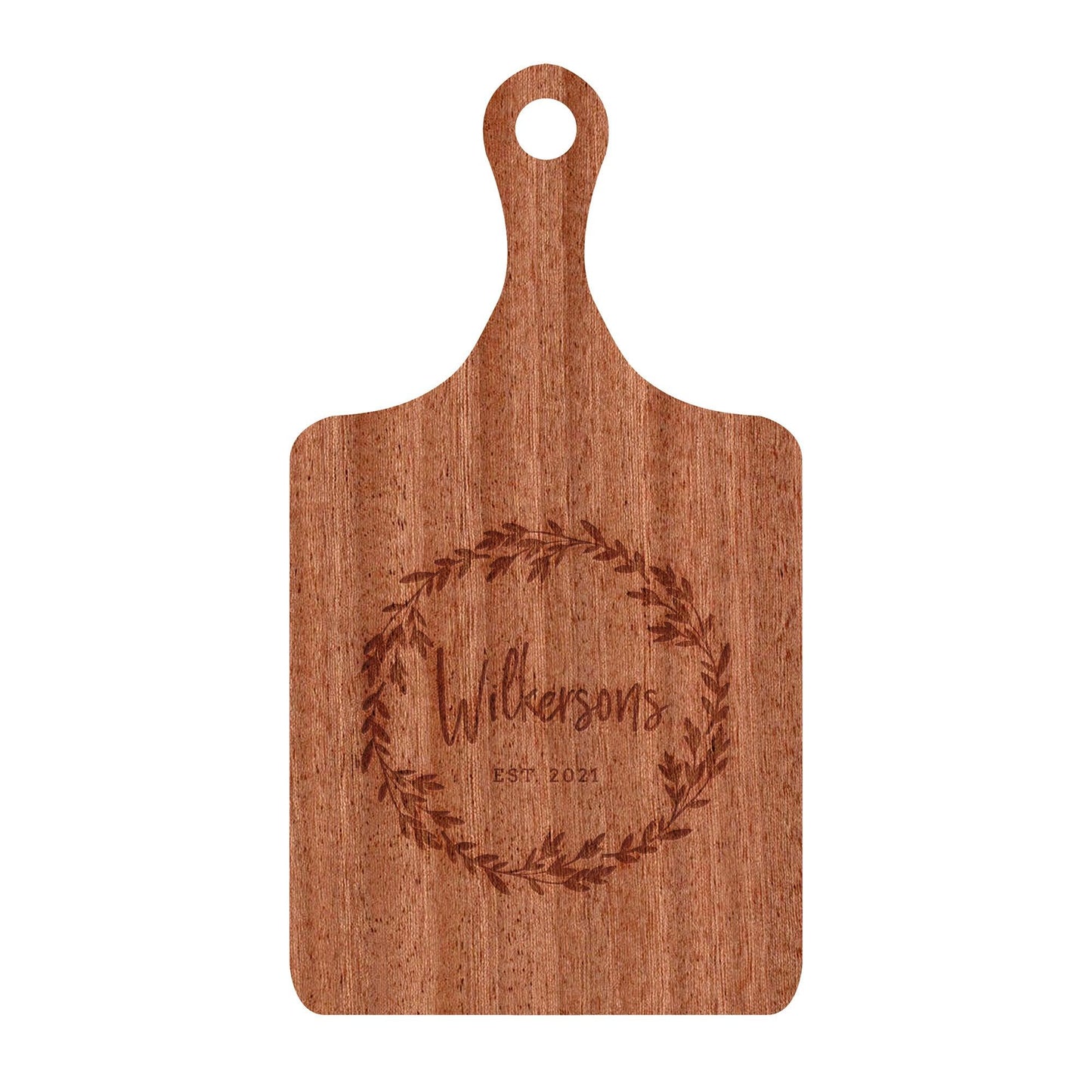 Personalized Cutting Board Last name in Wreath - 005