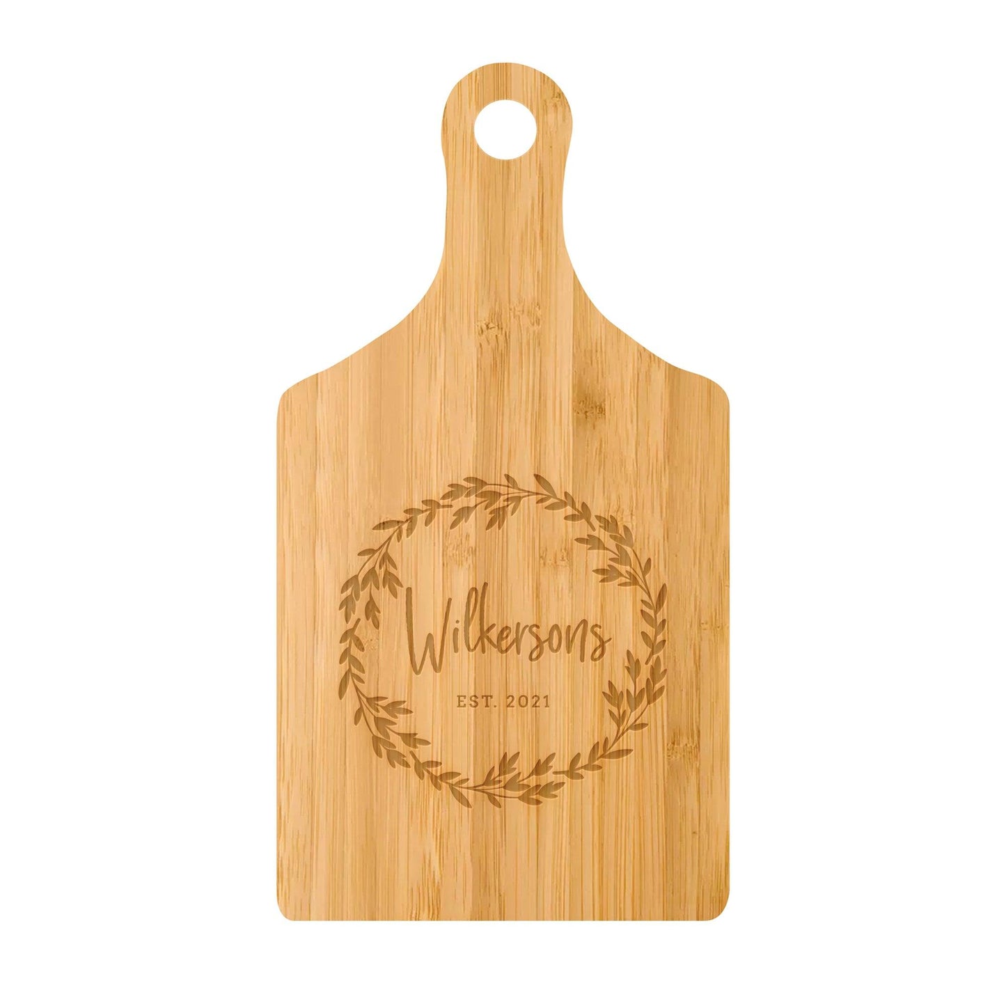 Personalized Cutting Board Last name in Wreath - 005