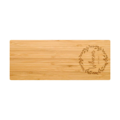 Personalized Cutting Board Last name in Wreath - 005