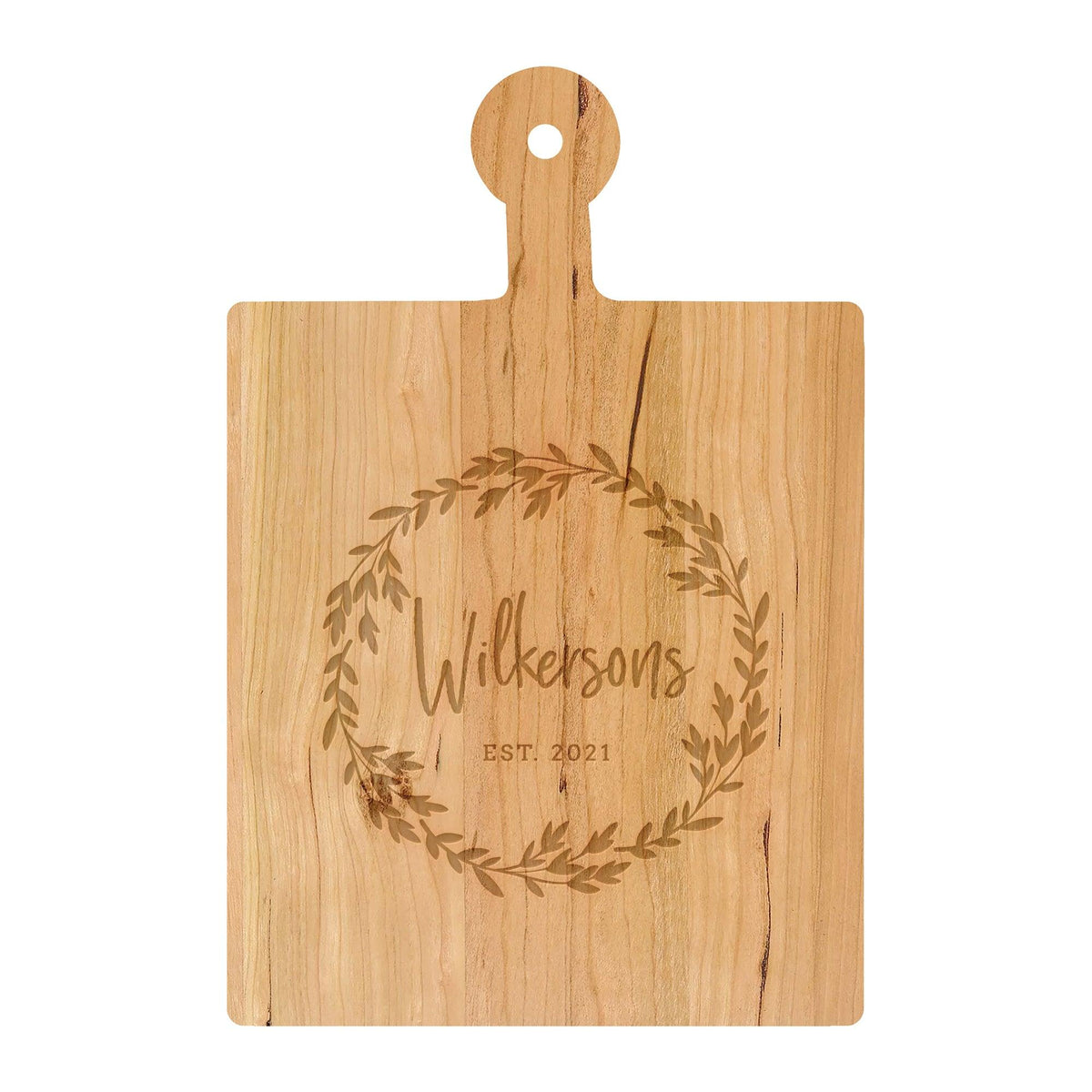 Leaf Wreath Family Name Cutting Board
