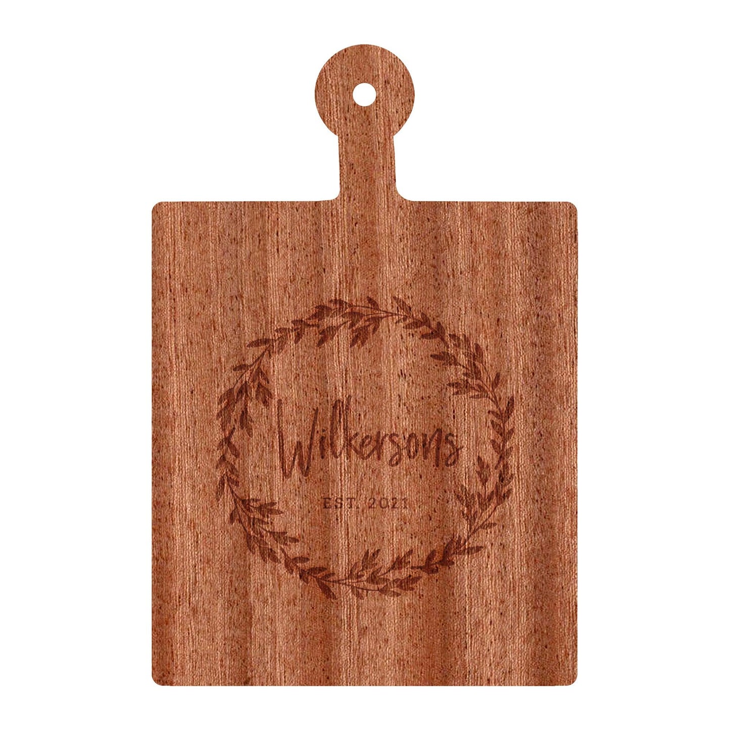 Personalized Cutting Board Last name in Wreath - 005