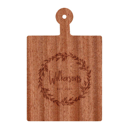 Personalized Cutting Board Last name in Wreath - 005