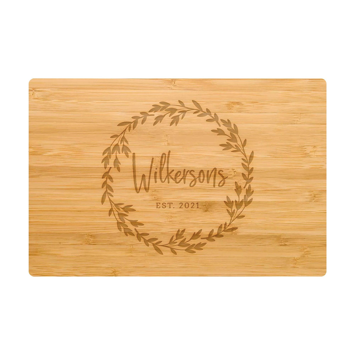 Leaf Wreath Family Name Cutting Board