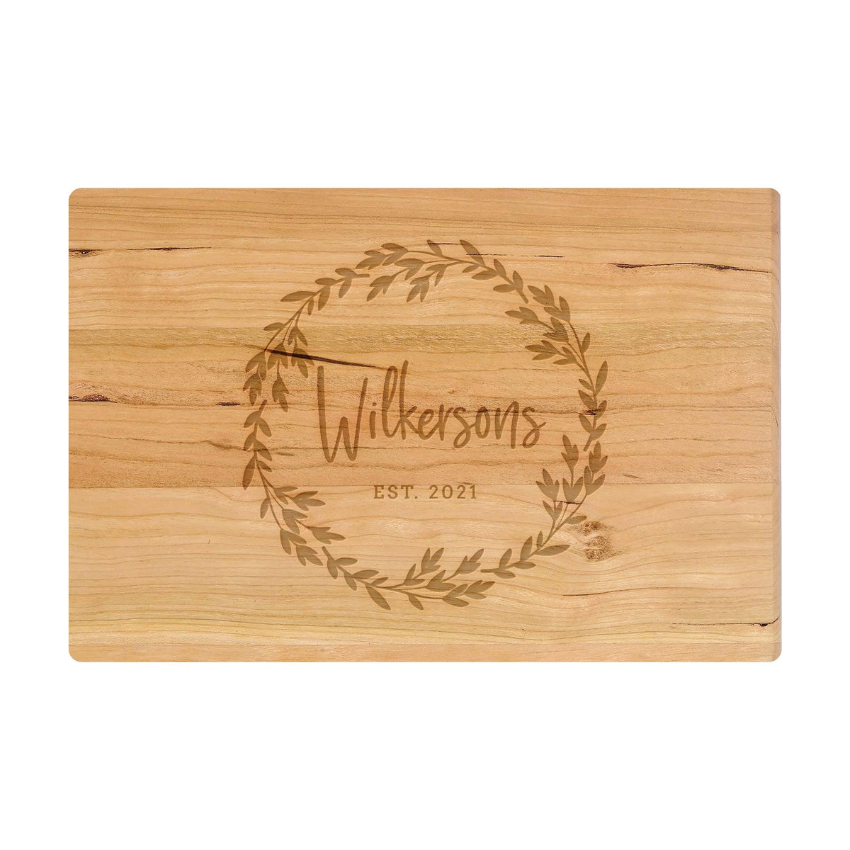 Leaf Wreath Family Name Cutting Board