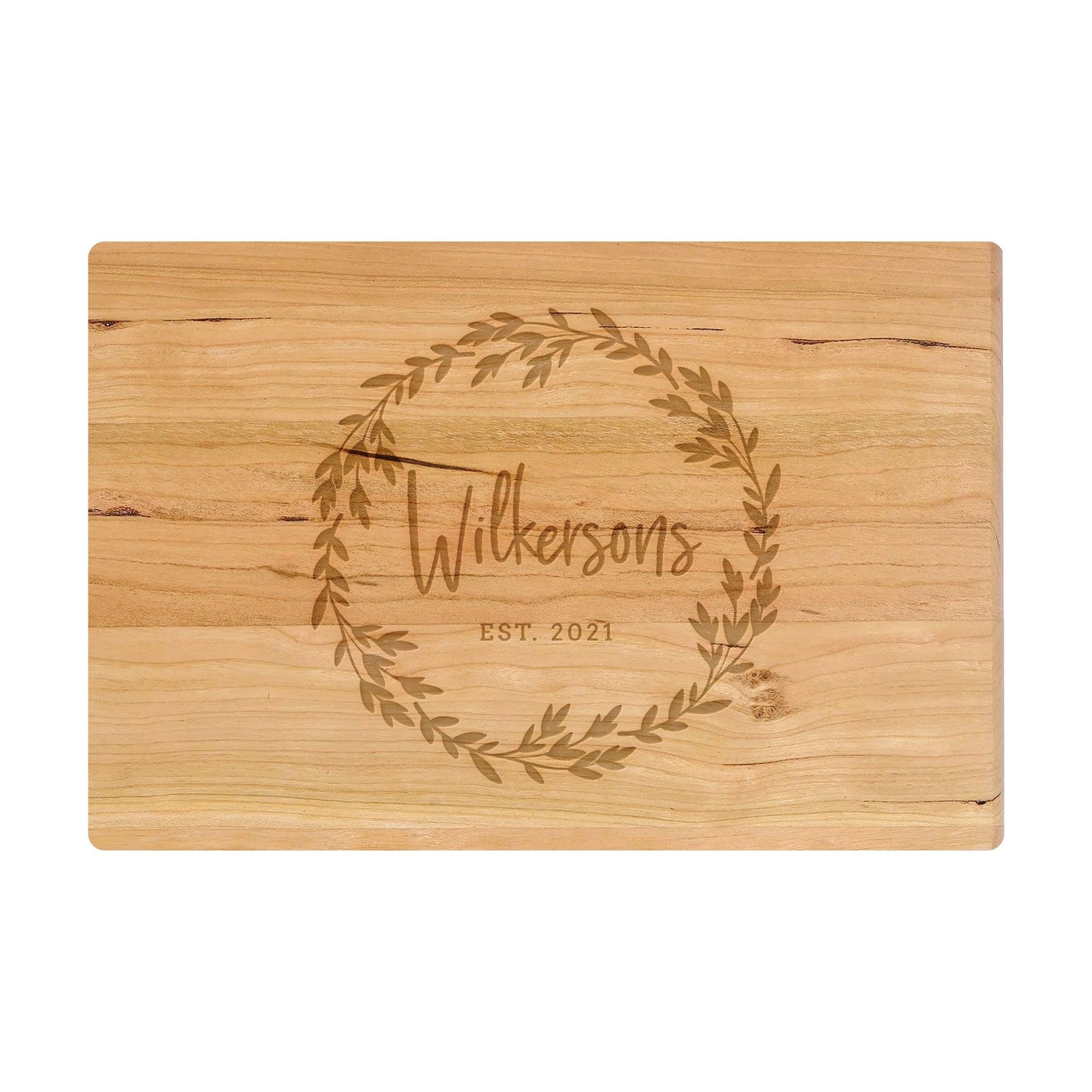Personalized Cutting Board Last name in Wreath - 005