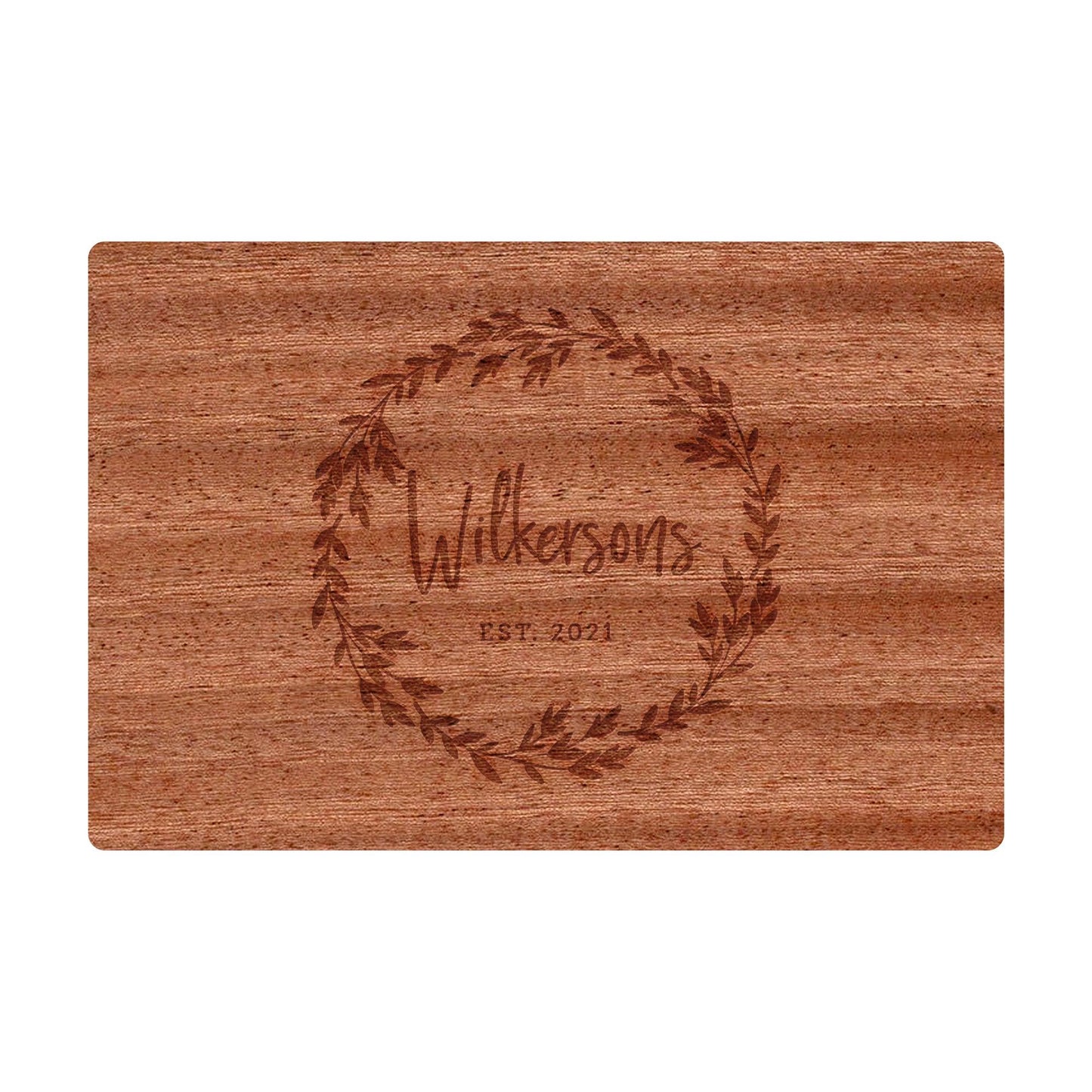 Personalized Cutting Board Last name in Wreath - 005