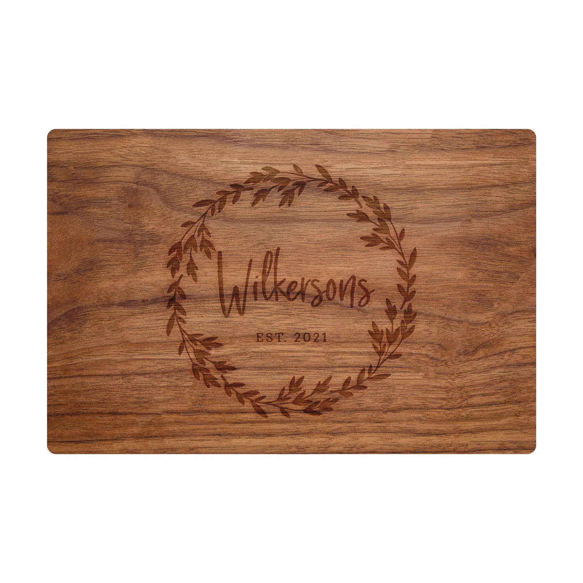 Leaf Wreath Family Name Cutting Board