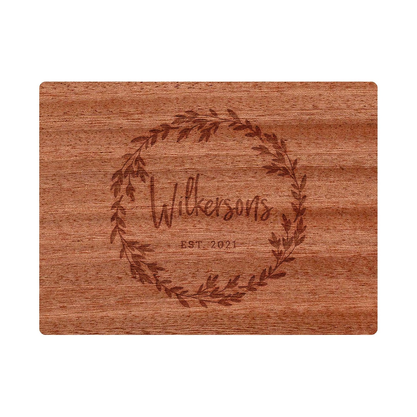 Personalized Cutting Board Last name in Wreath - 005