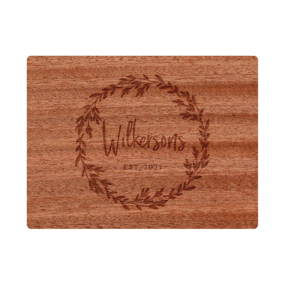 Personalized Cutting Board Last name in Wreath - 005