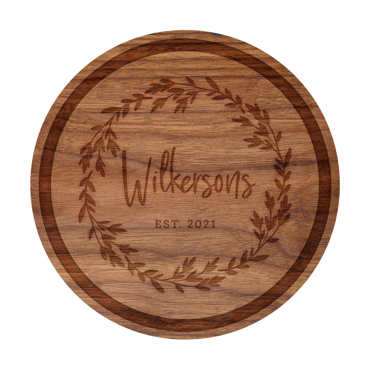 Leaf Wreath Family Name Cutting Board