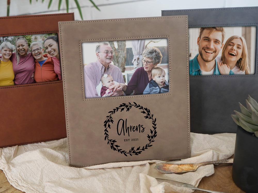 Leaf Wreath Family Name Photo Frame