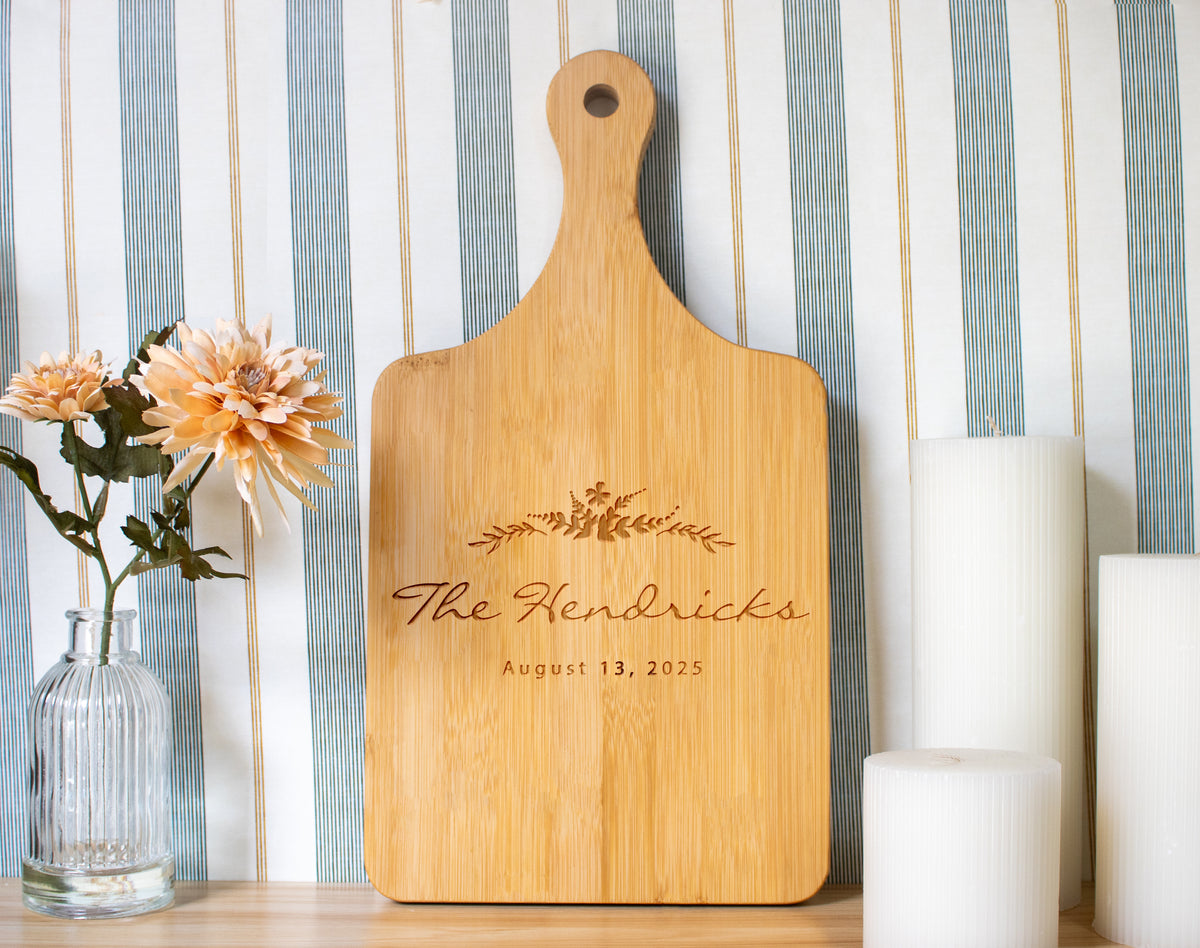 Floral Wreath Wedding Cutting Board