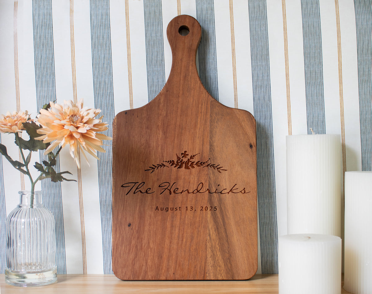 Floral Wreath Wedding Cutting Board