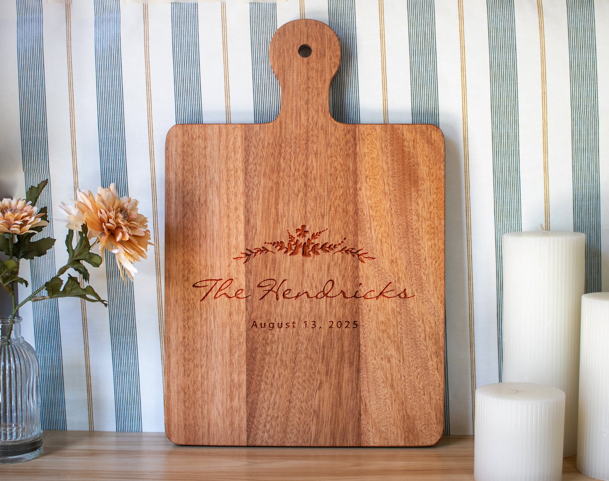 Floral Wreath Wedding Cutting Board