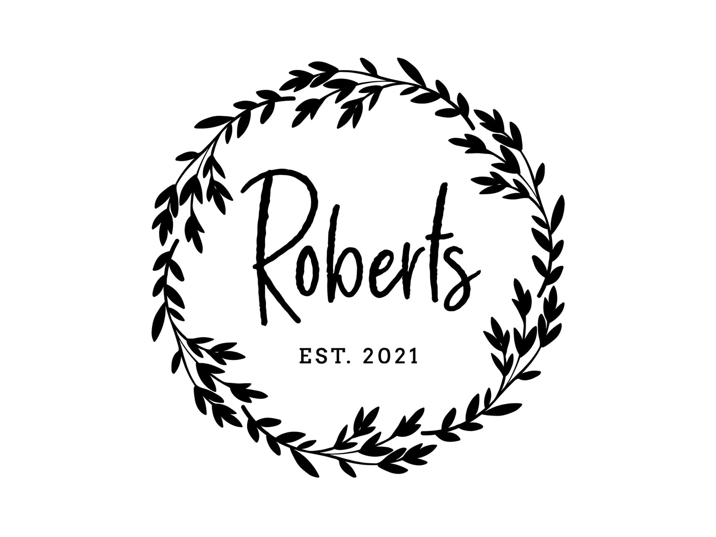 Personalized Cutting Board Last name in Wreath - 005