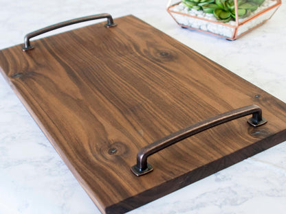Personalized Serving Tray - Solid Walnut Wood - Wood Serving Tray - Wooden Serving Tray Personalized Serving Platter Custom wedding gift 008