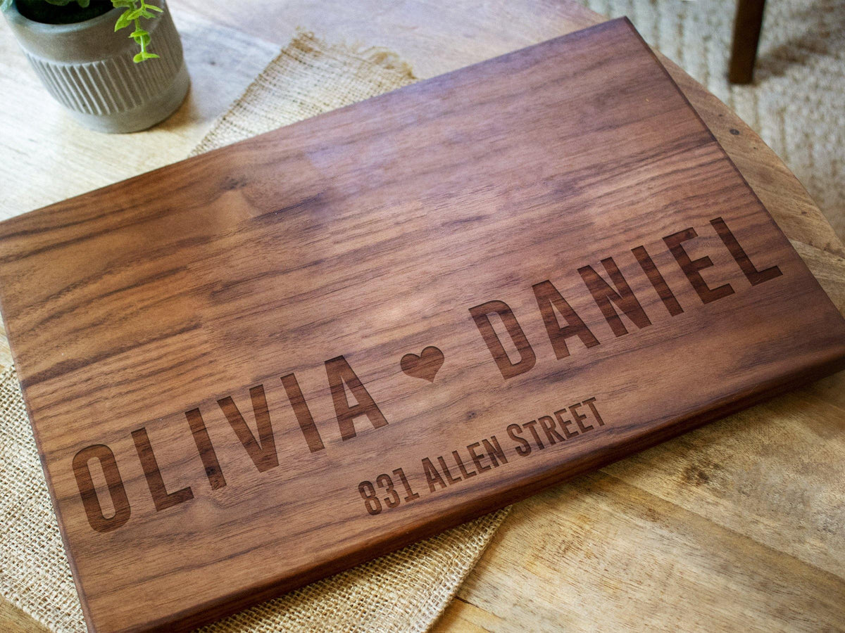 Bold Names and Heart Cutting Board