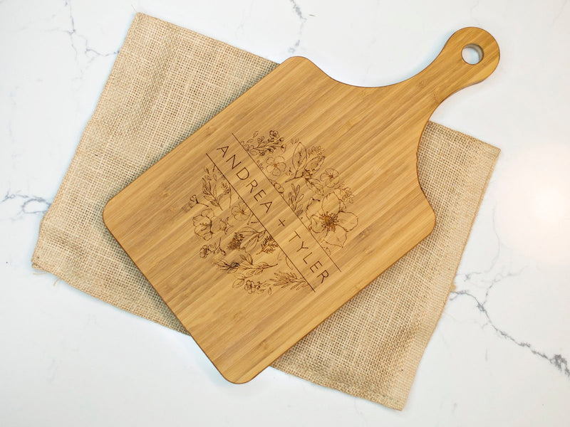 Round Floral Names Cutting Board - 063