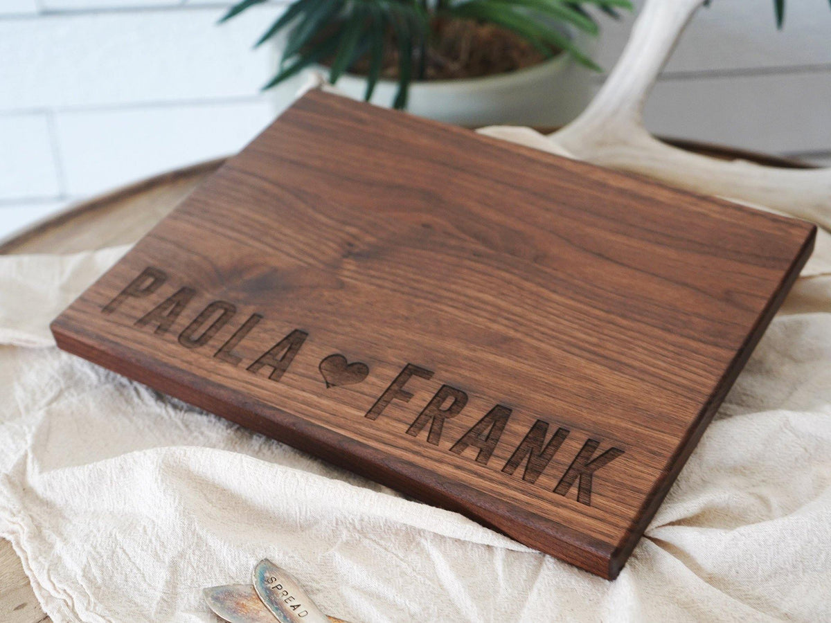 Bold Names and Heart Cutting Board