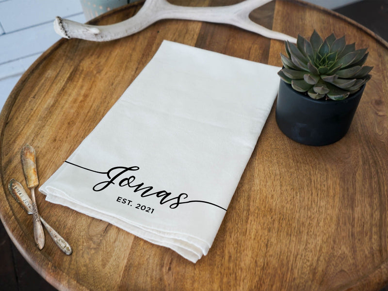 Personalized Dish Towel - Custom Dish Towel - Dish Towel Wedding Gift - Personalized Gift - Custom Tea Towel - Flour Sack Towel - 001