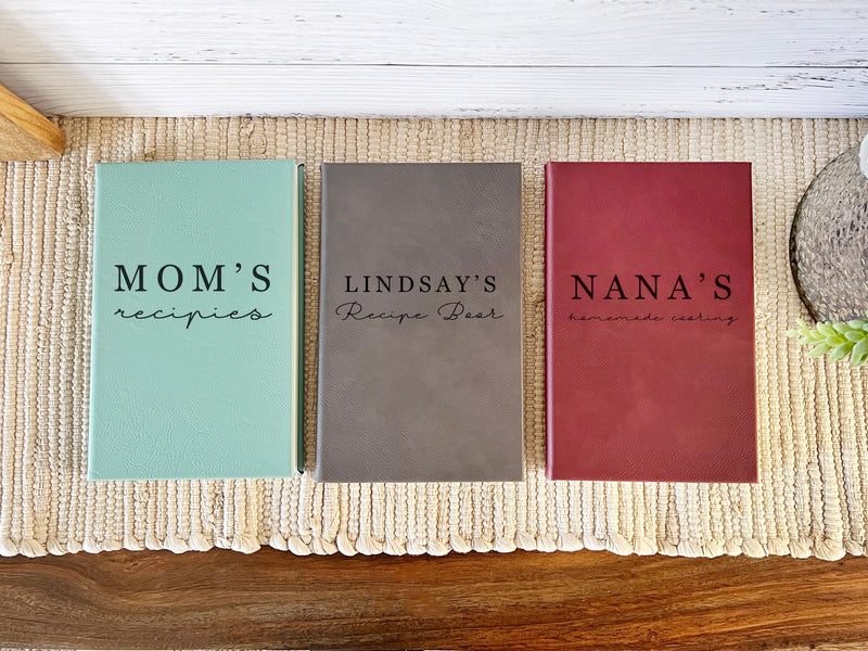 Personalized recipe book for mom, for grandma - leather notebook for recipes - gift for grandma, gift for mom gift for nana gift for her 059