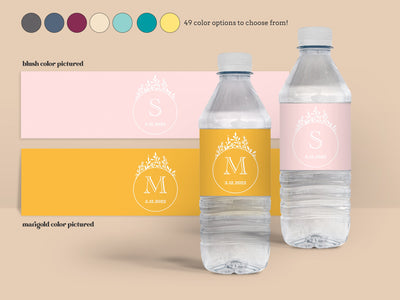 Printed water bottle label wedding favors SET OF 30, labels for bottled water, personalized wedding favors, wedding stickers monogram - W01