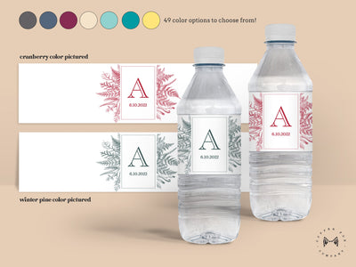 Printed water bottle label wedding favors SET OF 30, labels for bottled water, personalized wedding favors, wedding stickers monogram - W03