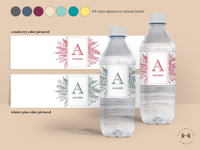 Printed water bottle label wedding favors SET OF 30, labels for bottled water, personalized wedding favors, wedding stickers monogram - W03