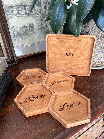 Hexagon Wooden Ring Dish