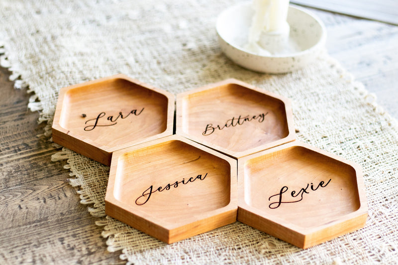 Hexagon Wooden Ring Dish