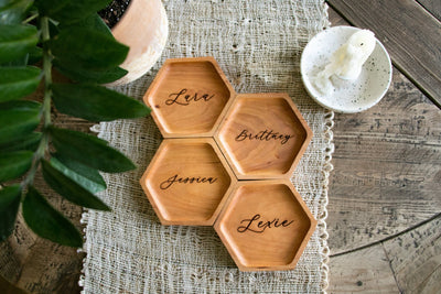 Hexagon Wooden Ring Dish