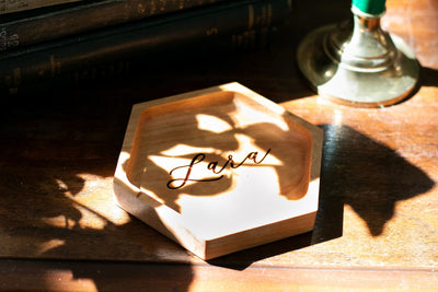 Hexagon Wooden Ring Dish