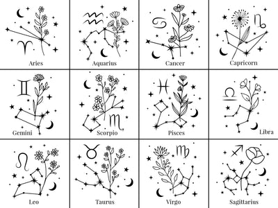 Personalized Birth Flower Constellation Journal / Star Sign Personalized Journal / Astrology Journal / Birth Month Flower Journal Gift