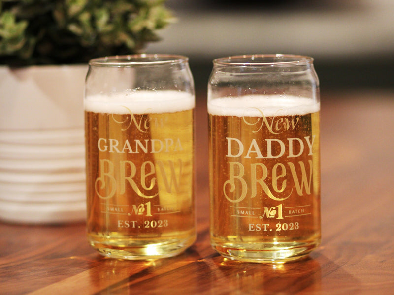 New Daddy Brew Glass Personalized Gift for New dad Gift for New Grandpa Pregnancy announcement for husband for parents new grandpa brew