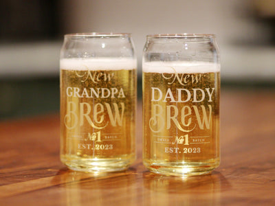 New Daddy Brew Glass Personalized Gift for New dad Gift for New Grandpa Pregnancy announcement for husband for parents new grandpa brew
