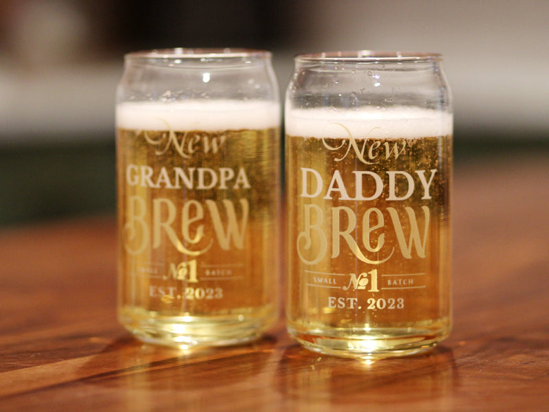 New Daddy Brew Glass Personalized Gift for New dad Gift for New Grandpa Pregnancy announcement for husband for parents new grandpa brew