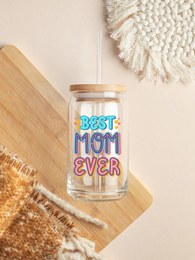 Mother's Day Gift Iced Coffee Glass Can Best Mother Ever Gift for Mom Gift for Sister Gift for Friend for Mother's Day