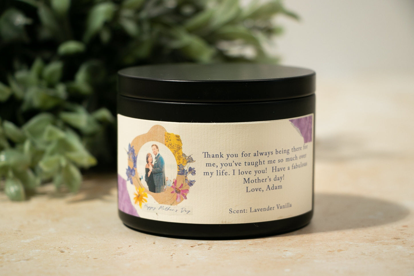 Mother's Day Photo Candle - Paper Florals