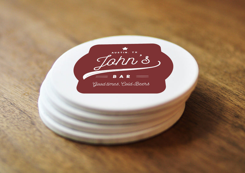 Personalized Bar Coasters Man Cave Gift Father&