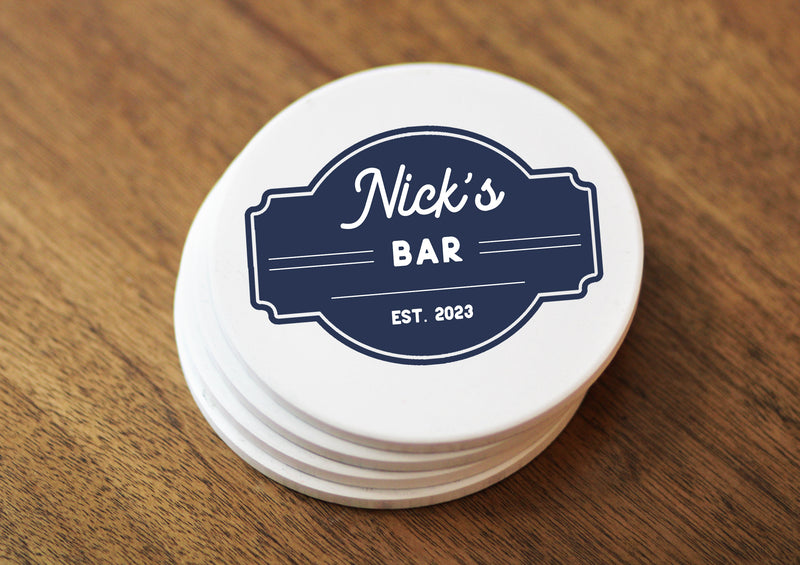 Personalized Bar Coasters Man Cave Gift Father&