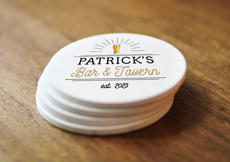 Personalized Bar Coasters Man Cave Gift Father&